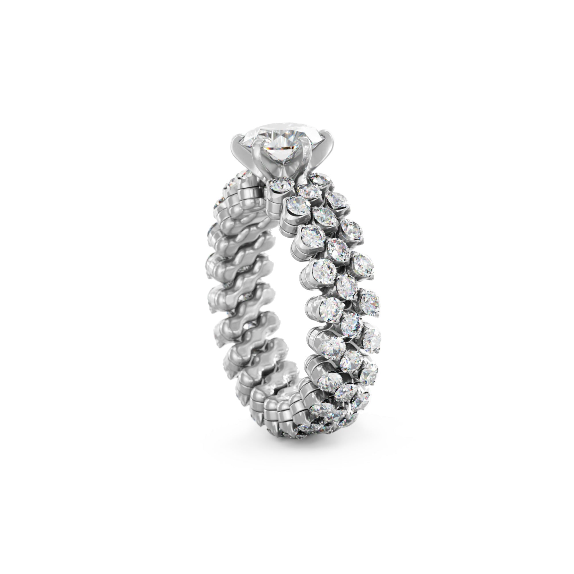 Serafino Consoli Brevetto Solitaire Multi-Size Ring - RMS SL WD 100 3F2 WG WD (WD) aus Weißgold mit Diamant