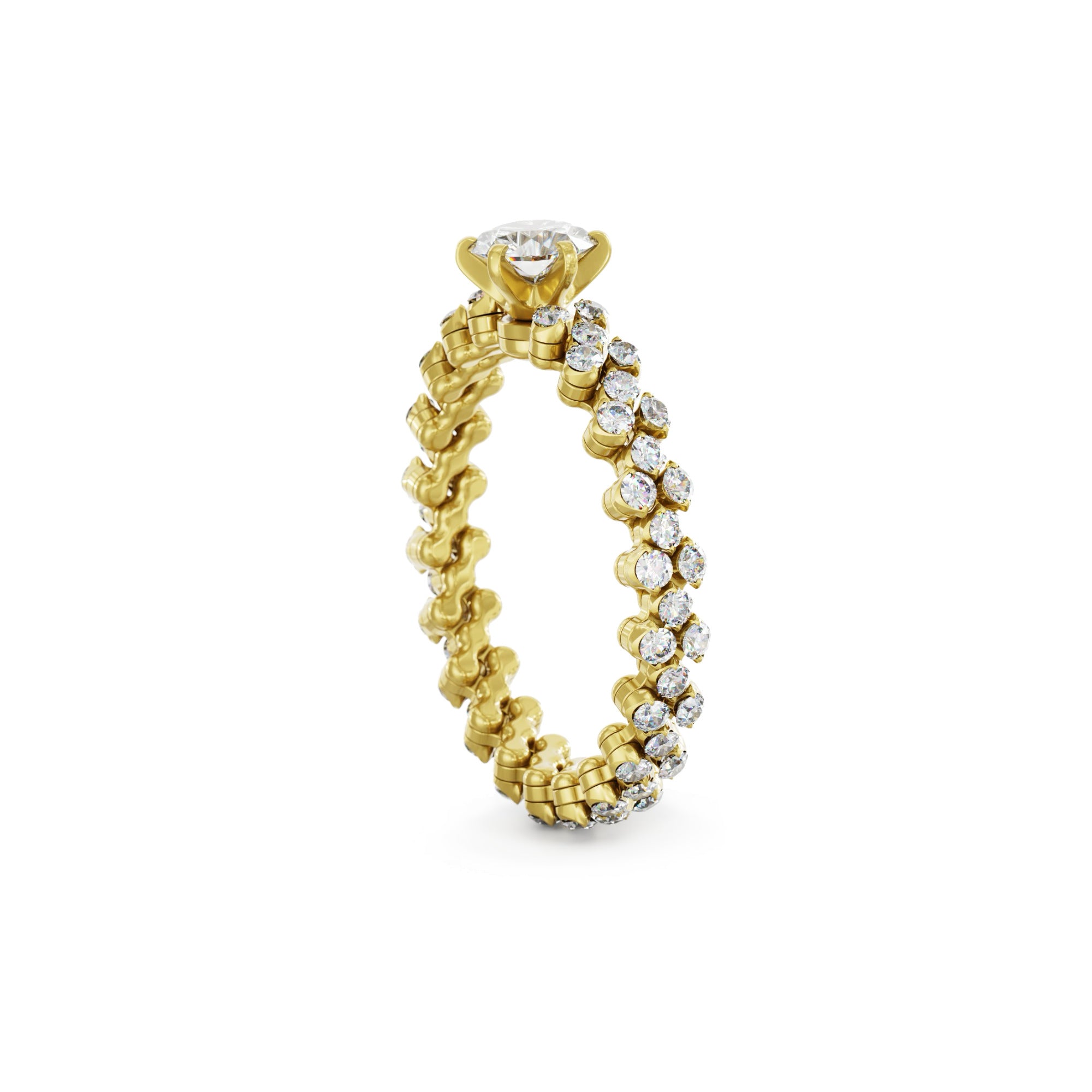 Serafino Consoli Brevetto Solitaire Multi-Size Ring - RMS SL WD 100 3F2 YG WD (WD) aus Gelbgold mit Diamant