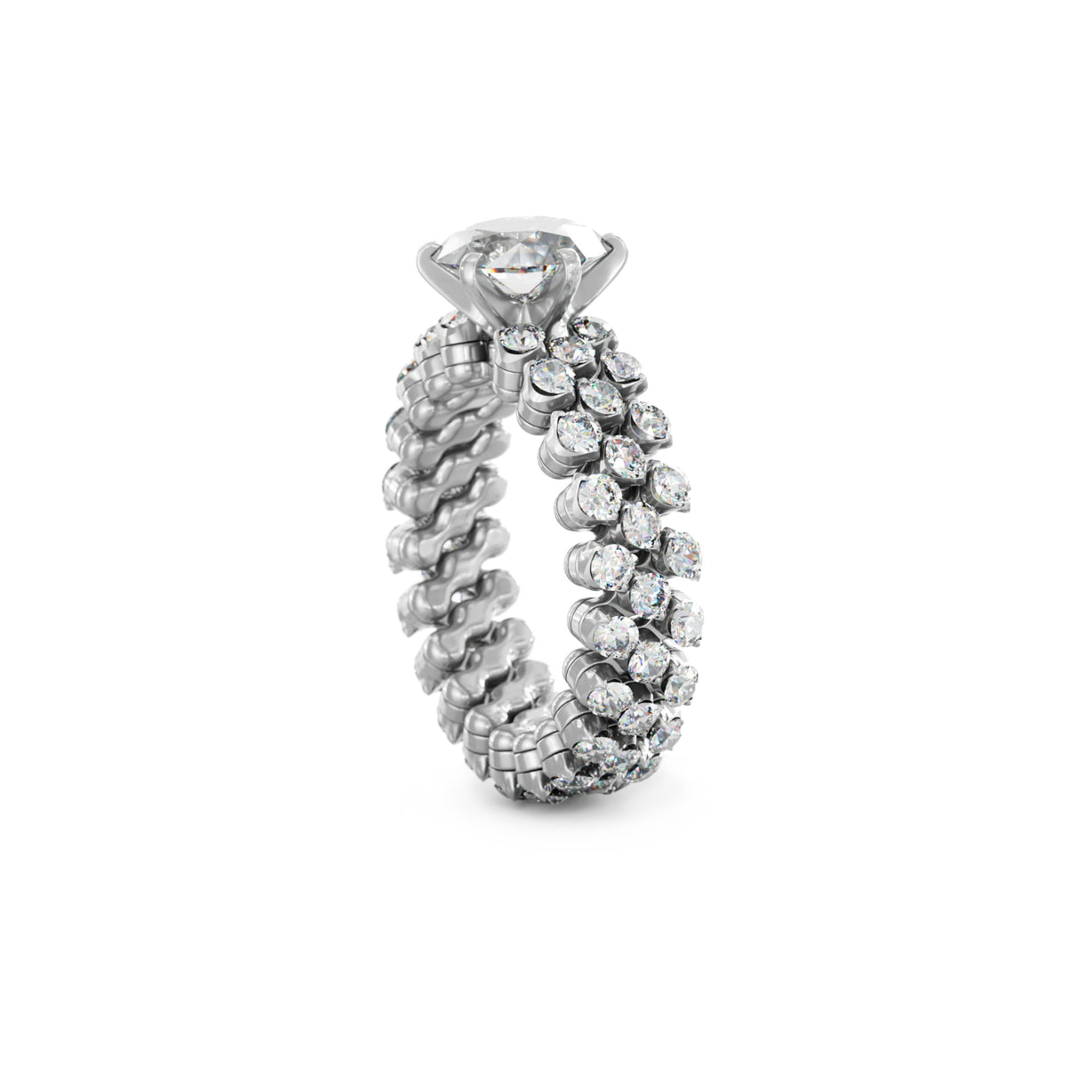 Serafino Consoli Brevetto Solitaire Multi-Size Ring - RMS SL WD 125 3F2 WG WD (WD) aus Weißgold mit Diamant