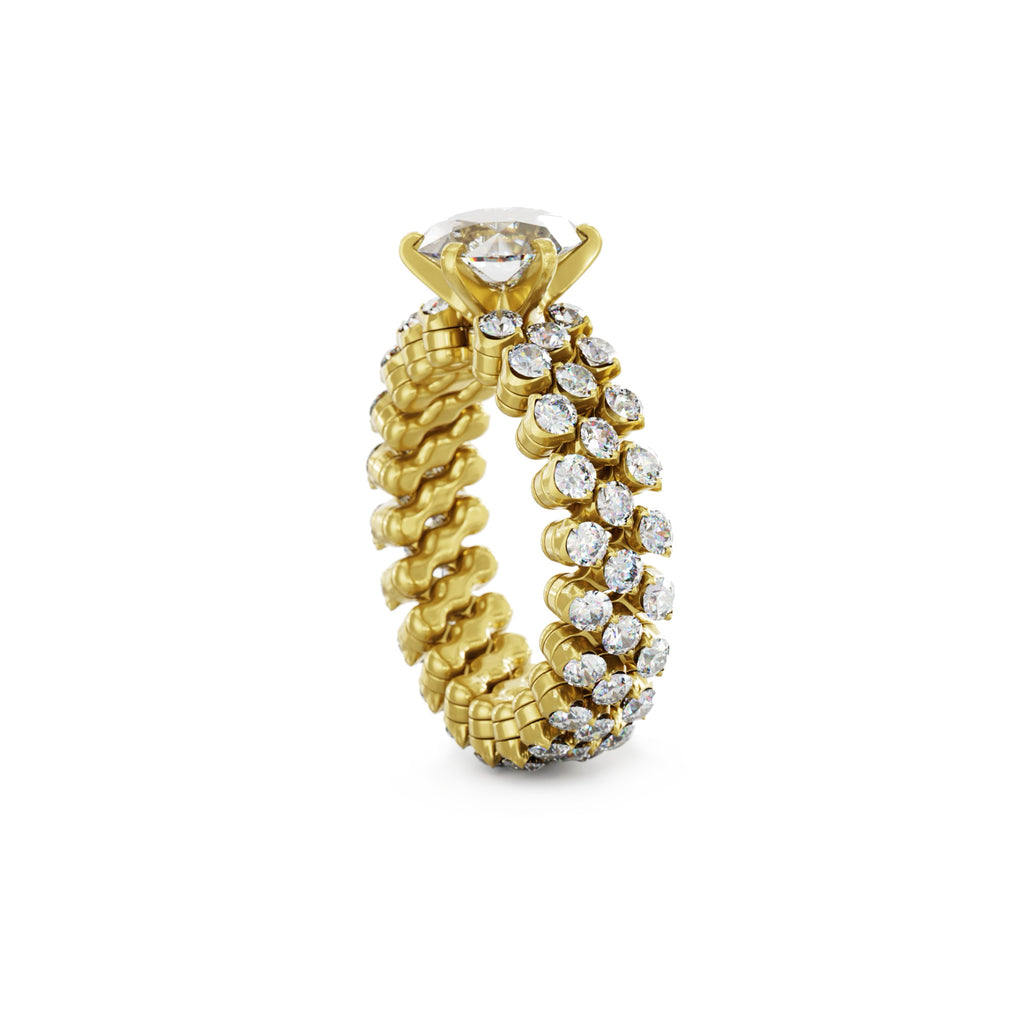 Serafino Consoli Brevetto Solitaire Multi-Size Ring - RMS SL WD 125 3F2 YG WD (WD) aus Gelbgold mit Diamant
