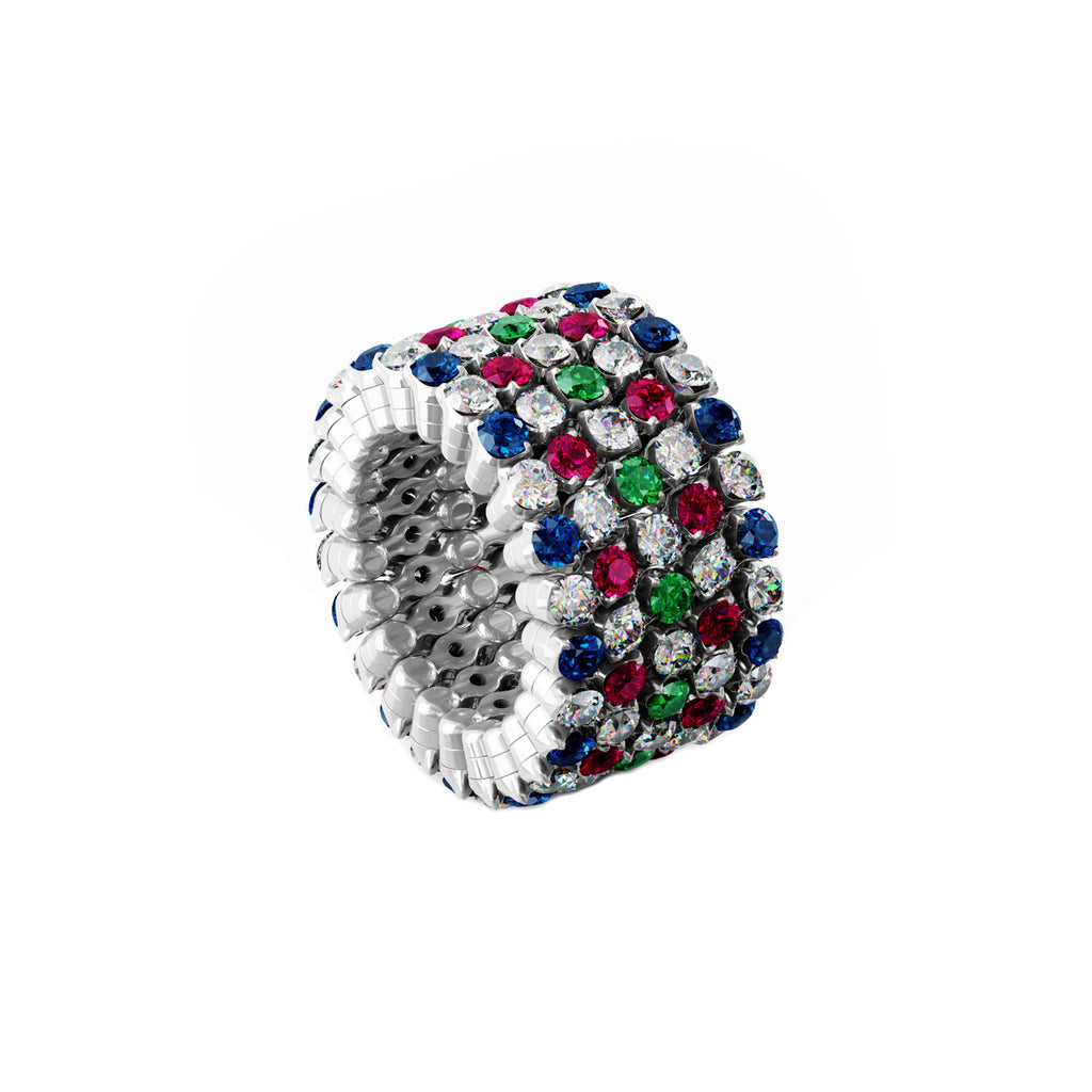 Serafino Consoli Serafino Multi-Size Ring und Armband - S.RB 5FI4 WG WD BS R T MC (MC) aus Weißgold mit Diamant, Rubin, Saphir und Tsavorit