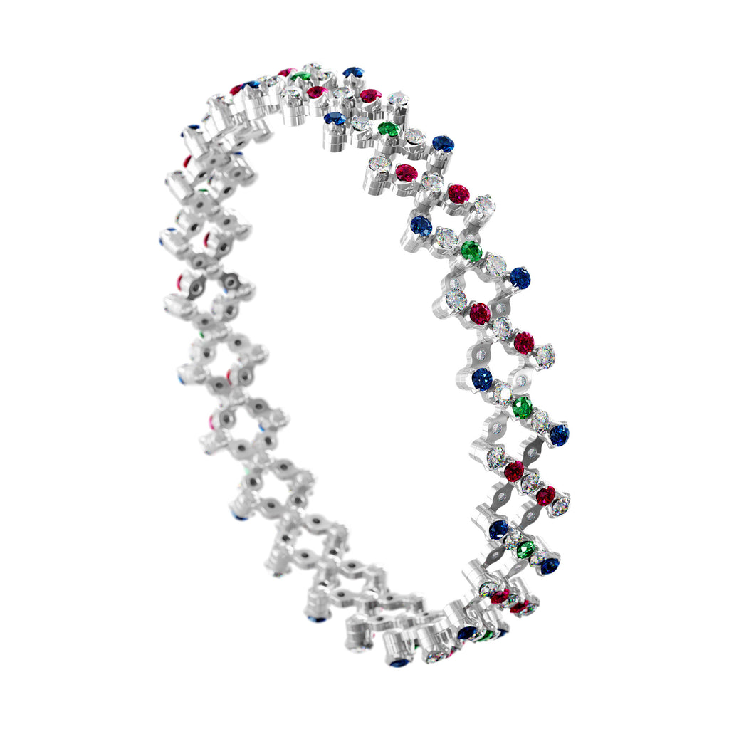 Serafino Consoli Serafino Multi-Size Ring und Armband - S.RB 5FI4 WG WD BS R T MC (MC) aus Weißgold mit Diamant, Rubin, Saphir und Tsavorit
