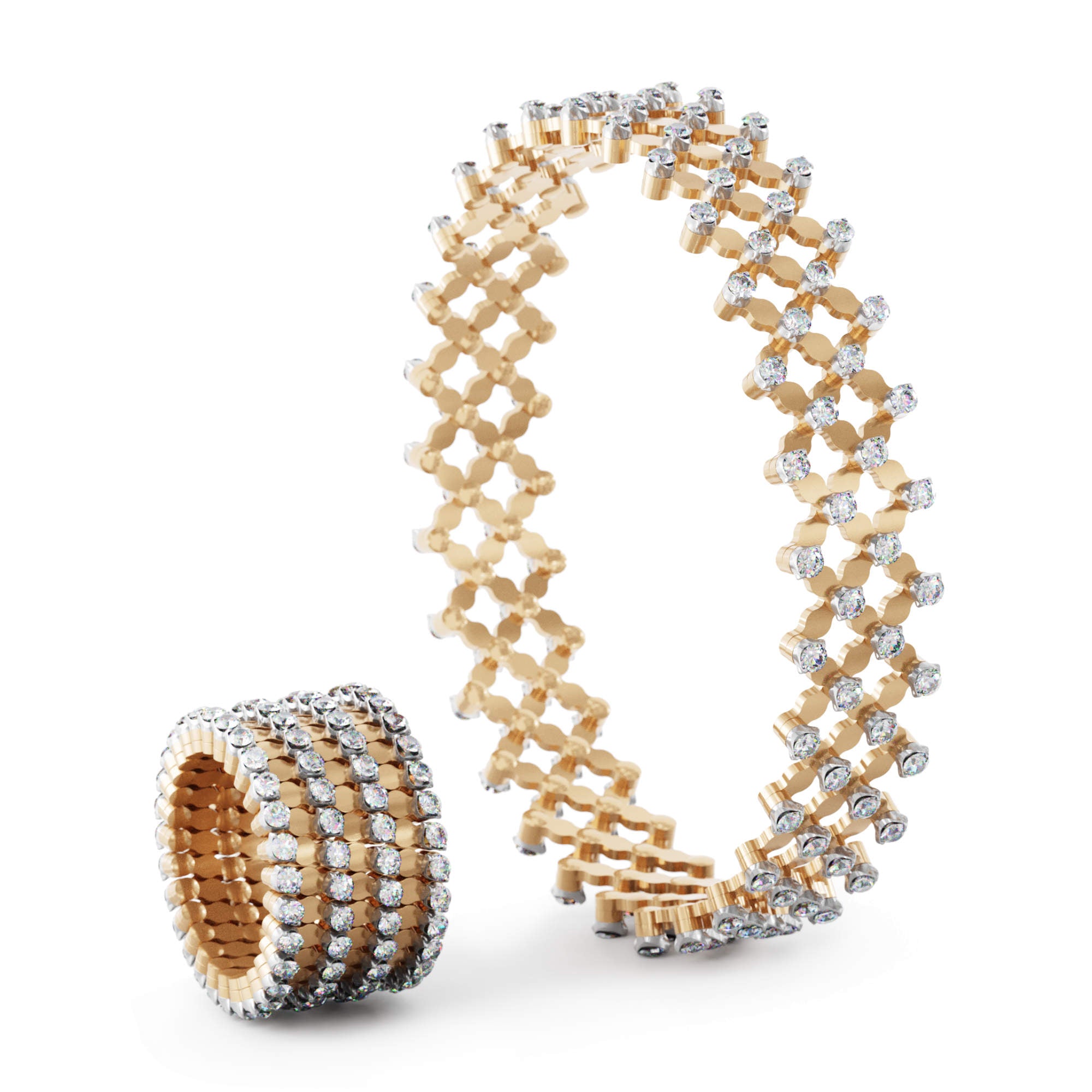 Serafino Consoli Serafino Multi-Size-Ring und Armband - S.RB A-7F2 RWG WD (WD) aus Bicolor-Gold mit Diamant