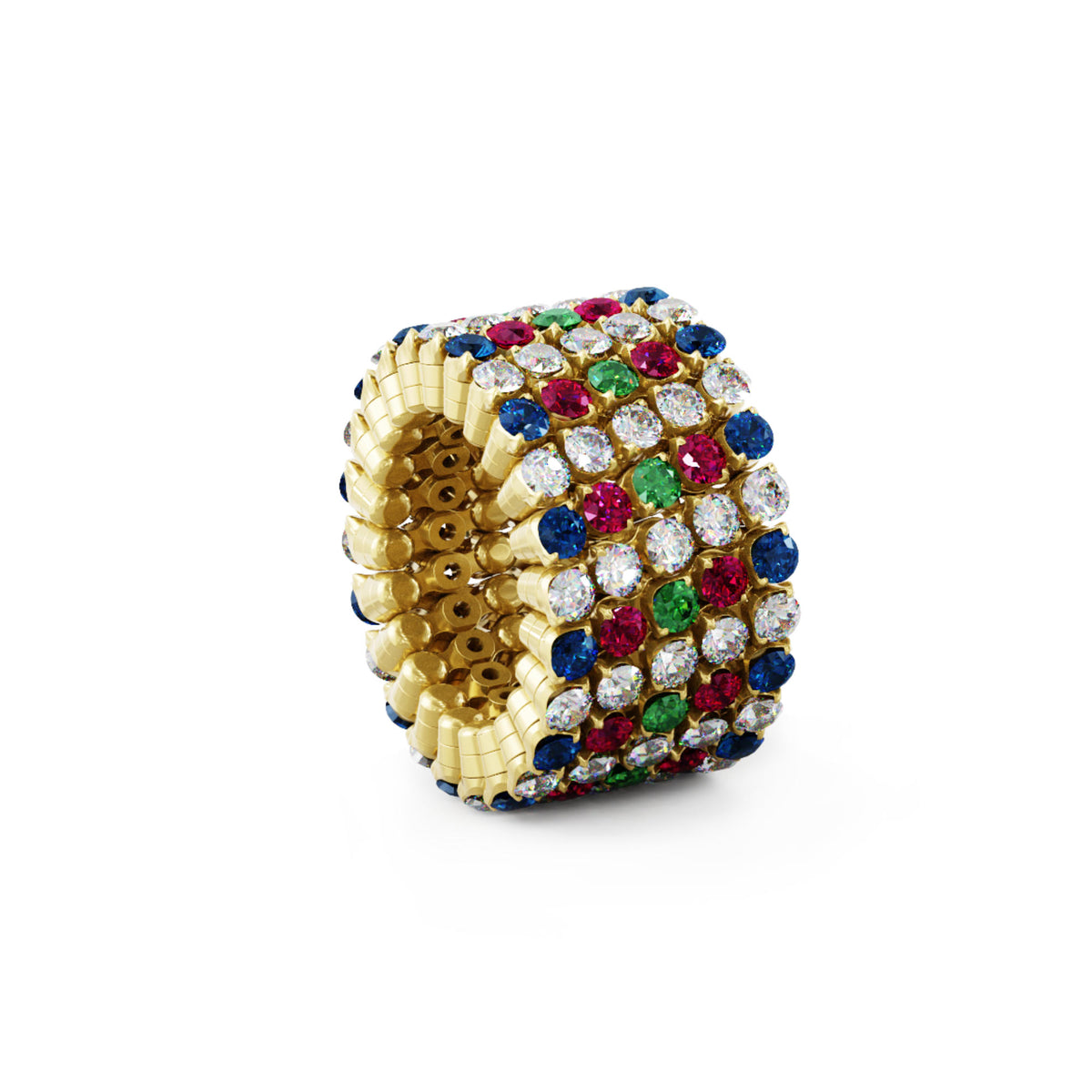 Serafino Consoli Serafino Multi-Size Ring und Armreif - S.RB 5FI4 YG WD BS R T MC (MC) aus Gelbgold mit Diamant, Rubin, Saphir und Tsavorit