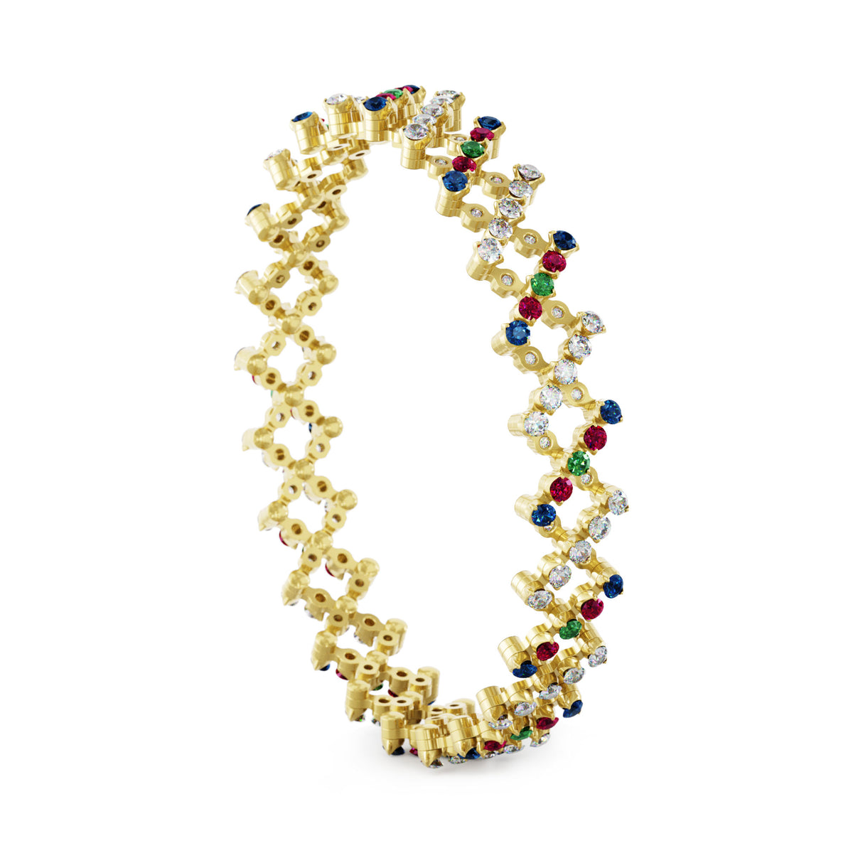 Serafino Consoli Serafino Multi-Size Ring und Armreif - S.RB 5FI4 YG WD BS R T MC (MC) aus Gelbgold mit Diamant, Rubin, Saphir und Tsavorit