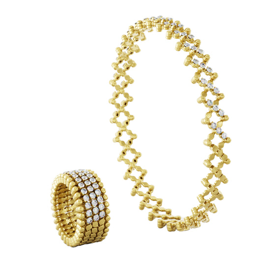 Serafino Multi-Size Ring und Armreif, Gelbgold • Diamant von Serafino Consoli (S.RB 5HM2 YG WD)