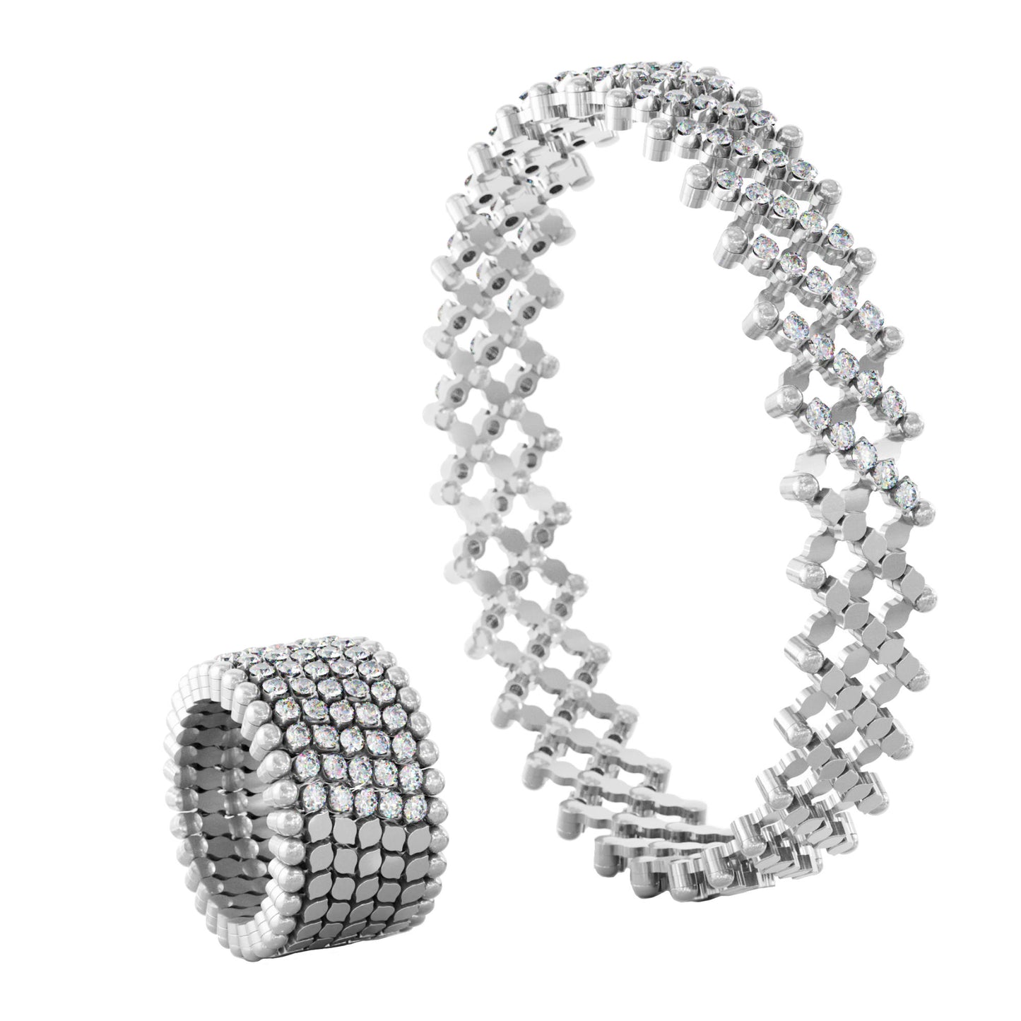 Serafino Multi-Size Ring und Armreif, Weißgold • Diamant von Serafino Consoli (S.RB 7HM2 WG WD)