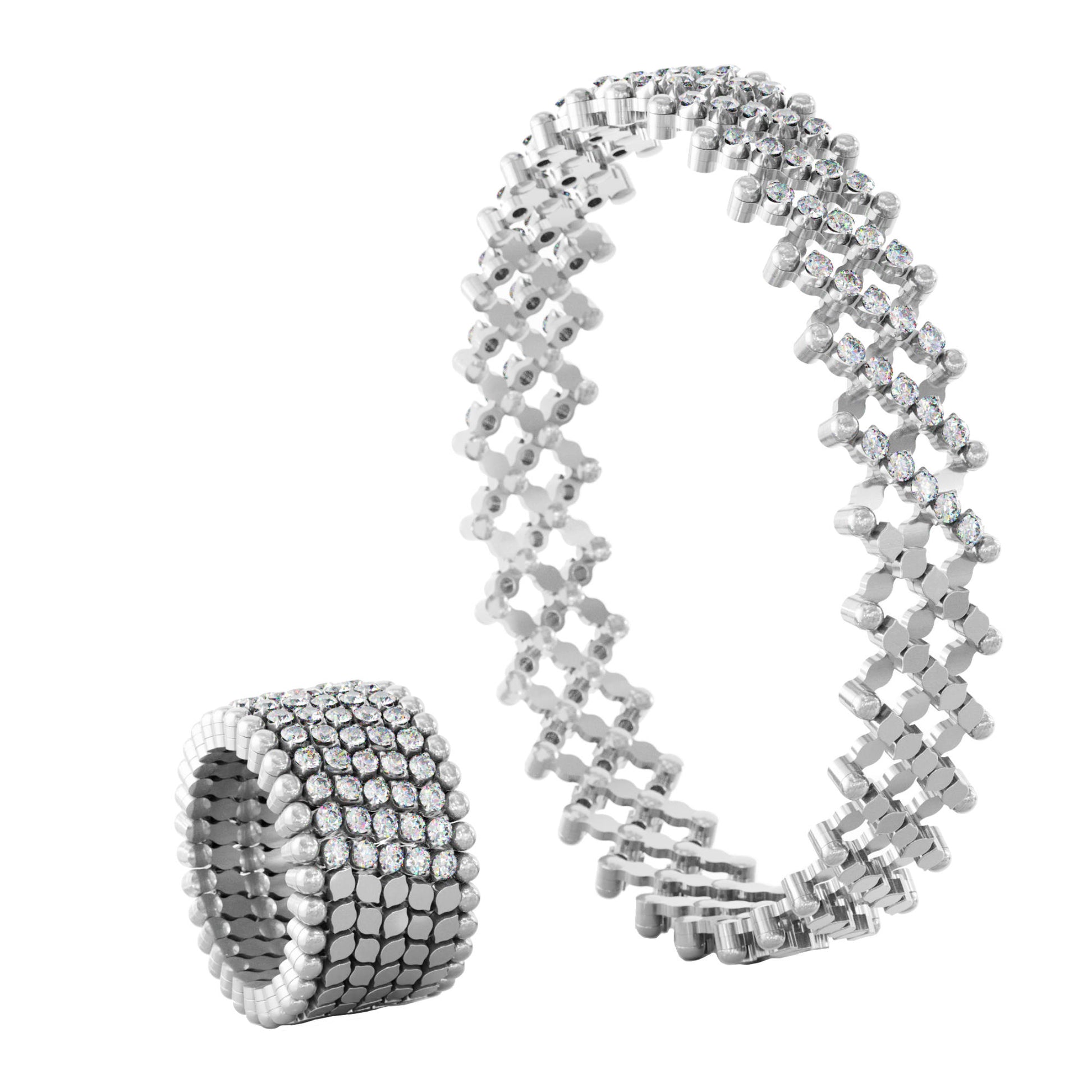 Serafino Multi-Size Ring und Armreif, Weißgold • Diamant von Serafino Consoli (S.RB 7HM2 WG WD)
