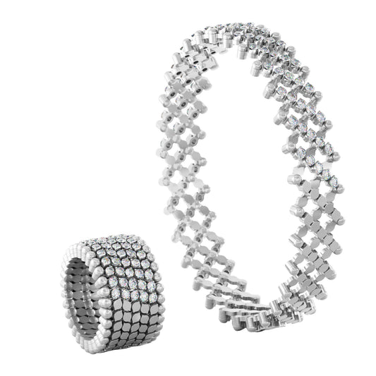Serafino Multi-Size Ring und Armreif, Weißgold • Diamant von Serafino Consoli (S.RB 7HM2 WG WD)