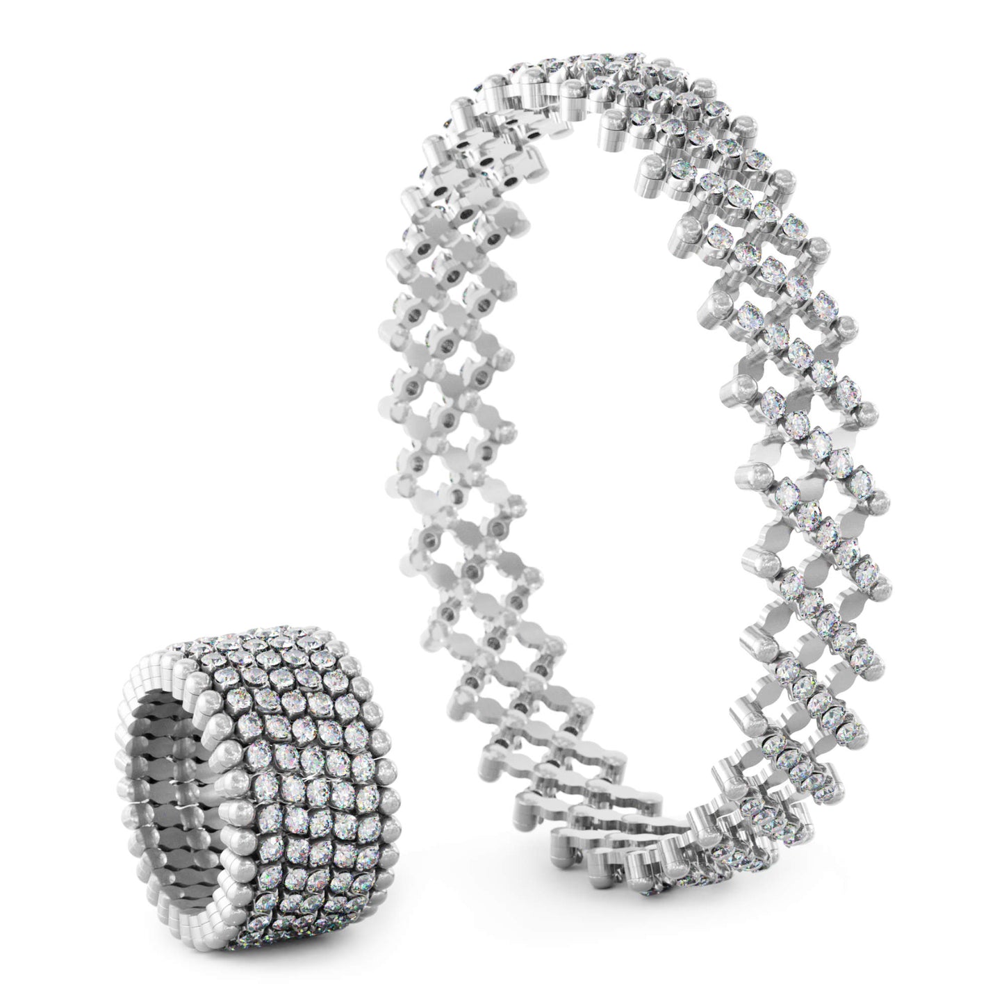Serafino Multi-Size Ring und Armreif, Weißgold • Diamant von Serafino Consoli (S.RB 7M2 WG WD)