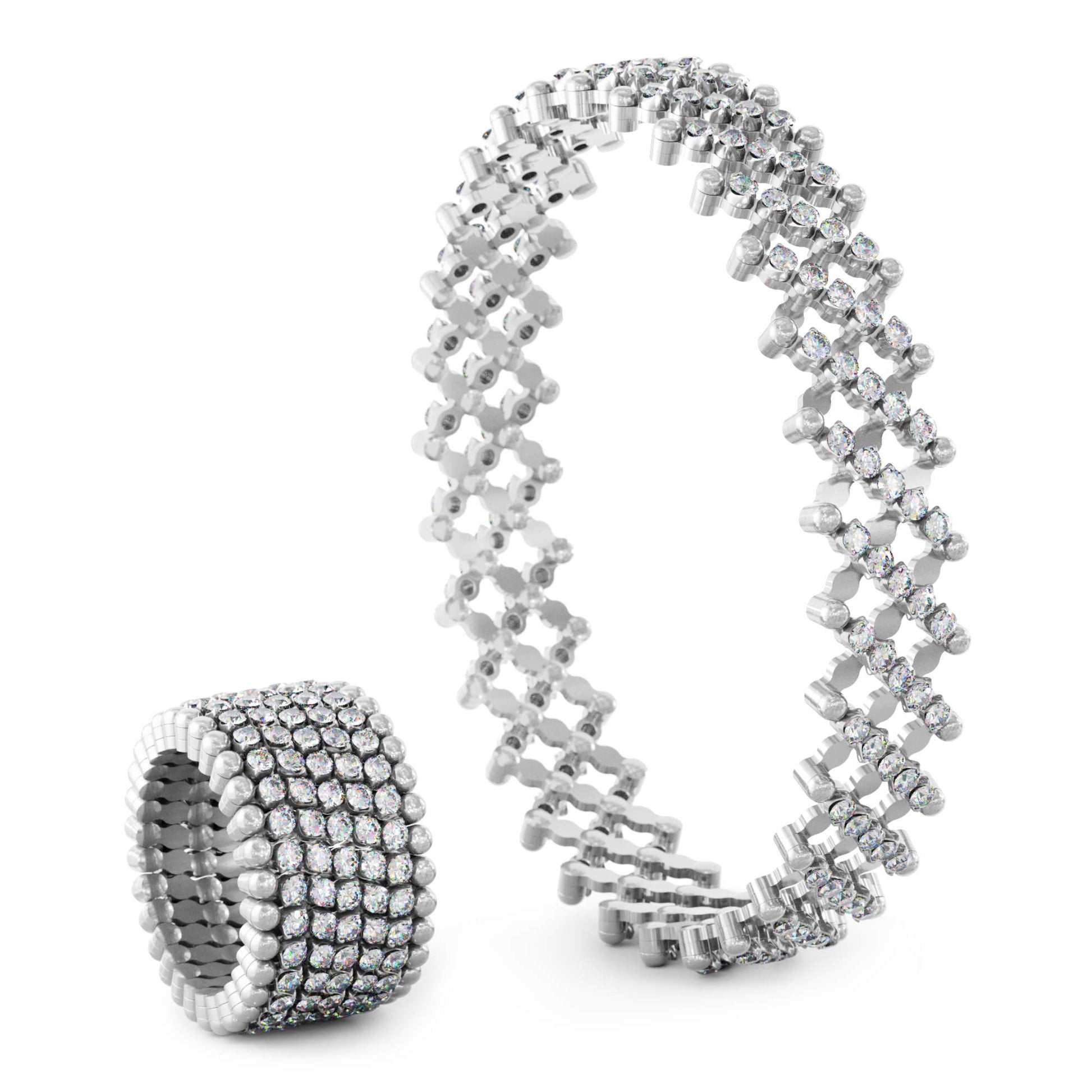 Serafino Multi-Size Ring und Armreif, Weißgold • Diamant von Serafino Consoli (S.RB 7M2 WG WD)
