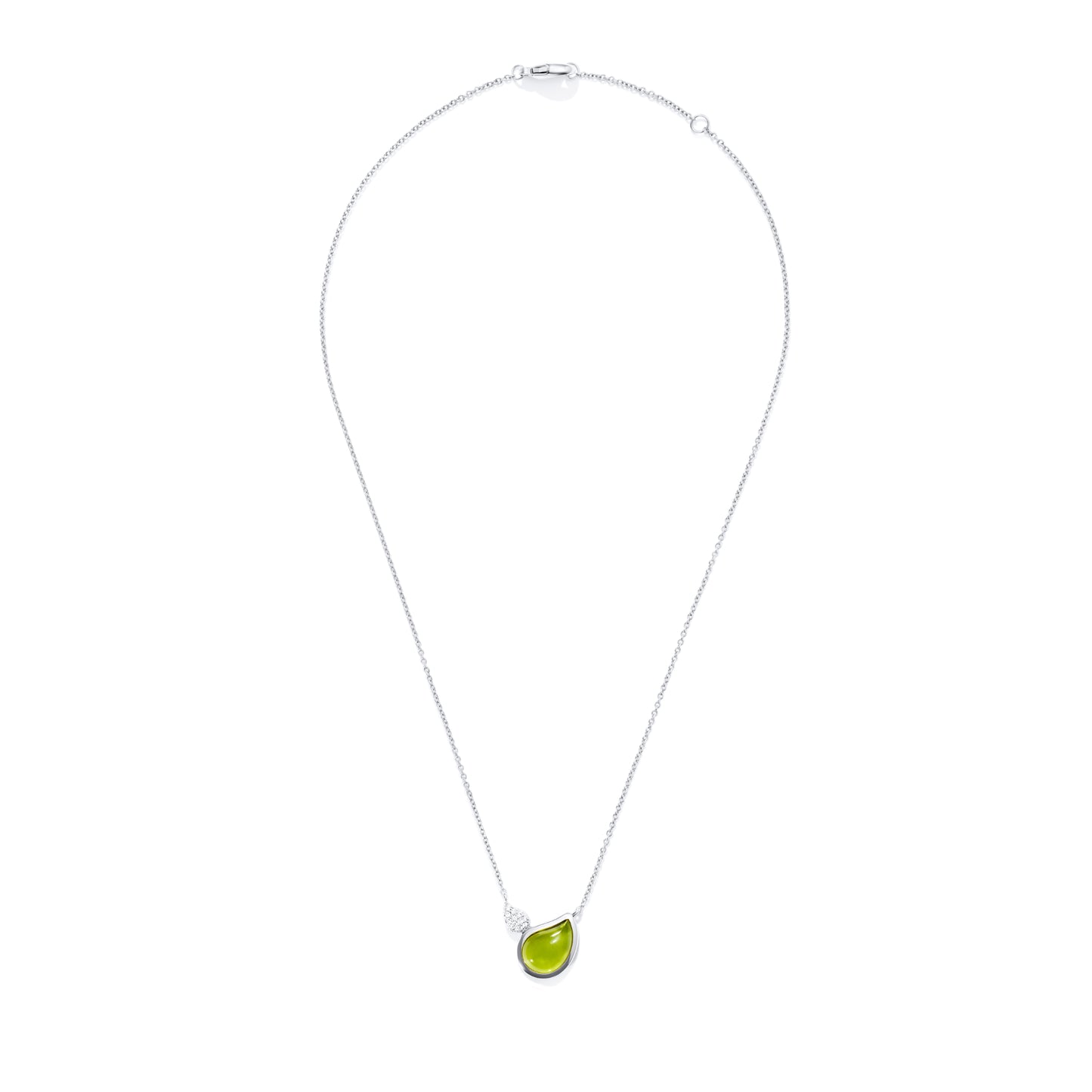 SIGNATURE Halskette 2 Drops, Weißgold • Diamant • Peridot von Tamara Comolli (N-Sig-2Dr-Per-p-wg)