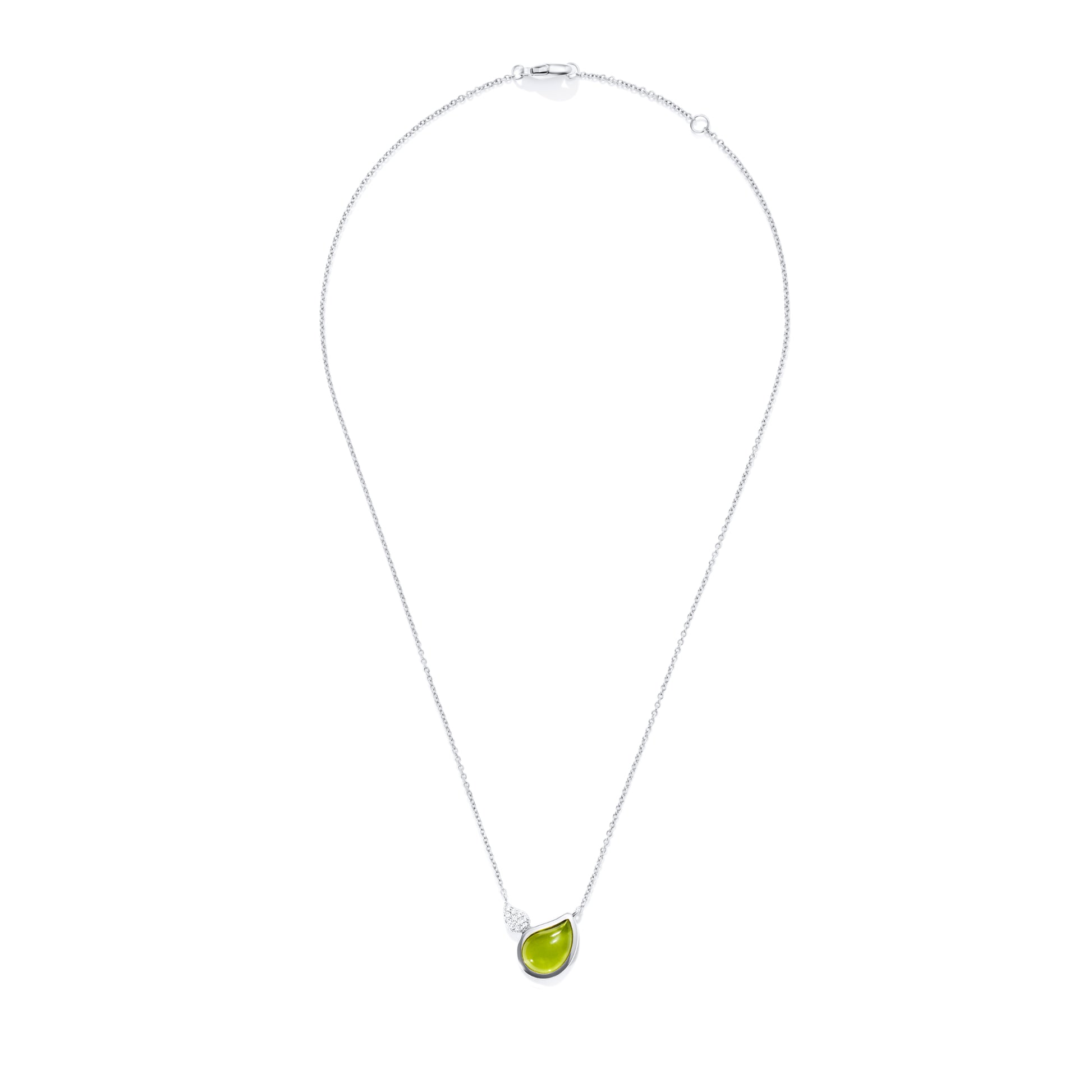 SIGNATURE Halskette 2 Drops, Weißgold • Diamant • Peridot von Tamara Comolli (N-Sig-2Dr-Per-p-wg)