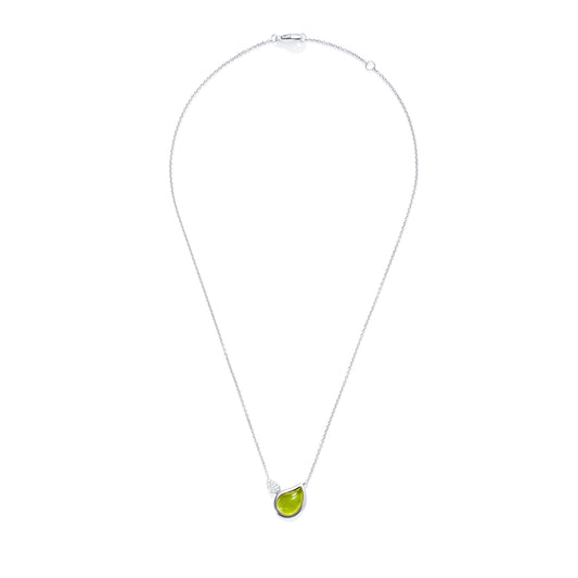 SIGNATURE Halskette 2 Drops, Weißgold • Diamant • Peridot von Tamara Comolli (N-Sig-2Dr-Per-p-wg)