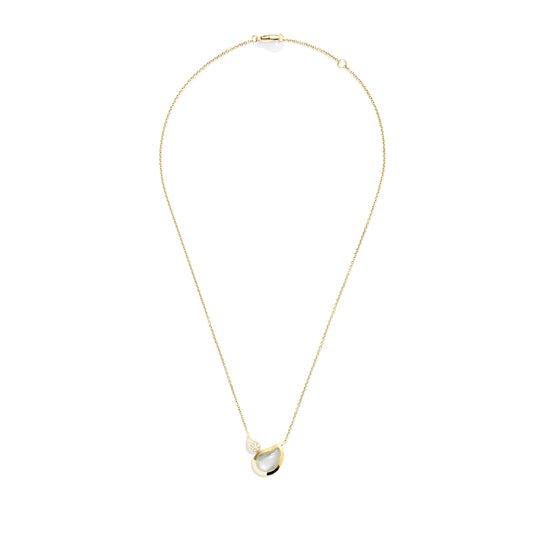 SIGNATURE Halskette 2 Drops, Gelbgold • Diamant • Mondstein von Tamara Comolli (N-Sig-2Dr-MoGr-p-yg)