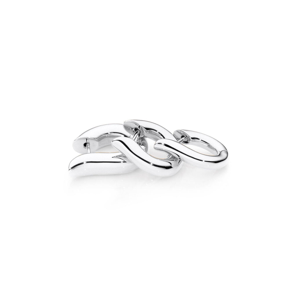SIGNATURE Hoop Ohrringe large 18 K Weißgold, Weißgold von Tamara Comolli (E-Ho-l-wg)