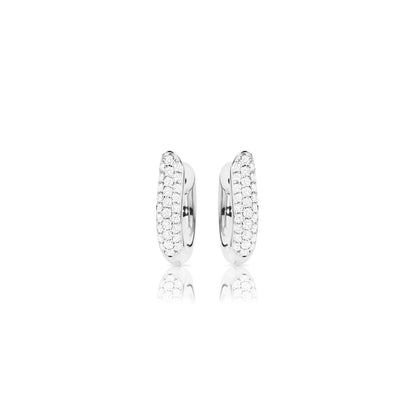 SIGNATURE Hoop Ohrringe medium mit Diamant Pavé  18 K Weißgold, Weißgold • Diamant von Tamara Comolli (E-Ho-m-p-wg)