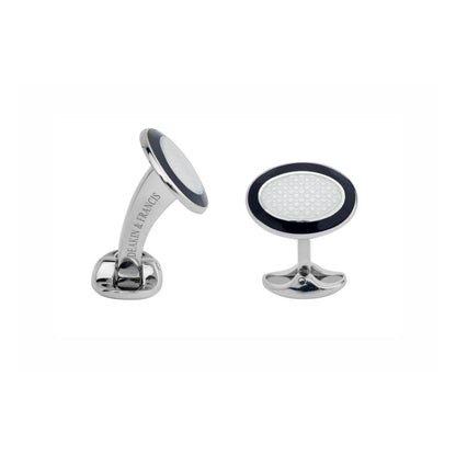 Silver Manschettenknöpfe Royal Black and White, Sterlingsilber • Emaille von Deakin and Francis (L0765S2216)