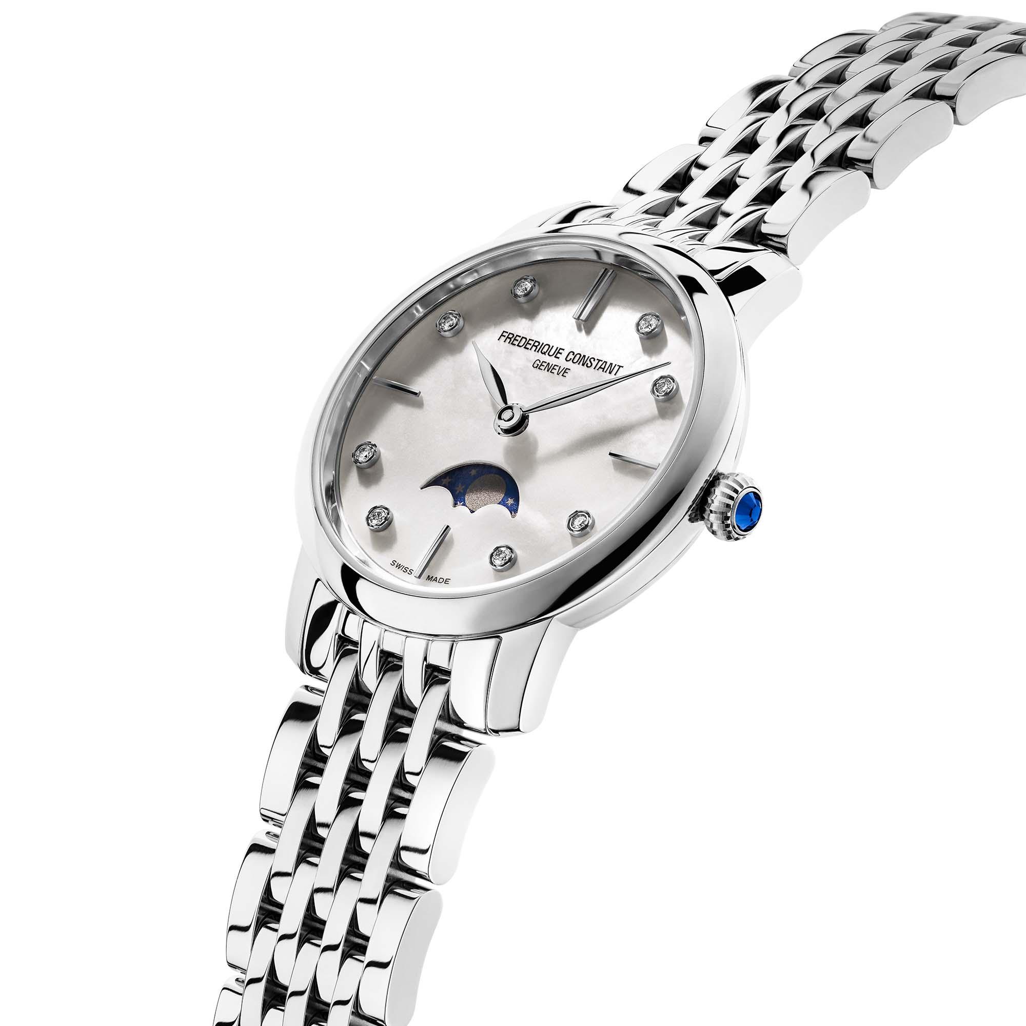 Slimline Moonphase, Edelstahl • Diamant • Perlmutt von Frédérique Constant (FC-206MPWD1S6B)