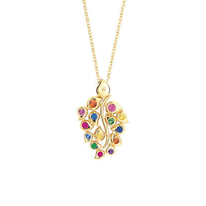 SNOWFLAKES Anhänger Leaf Classic 'Candy', Gelbgold • Edelsteine von Tamara Comolli (P-SF-L-ClCan-yg)