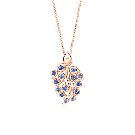 SNOWFLAKES Anhänger Leaf Classic 'Sky', Roségold • Diamant • Saphir von Tamara Comolli (P-SF-L-ClSky-rg)
