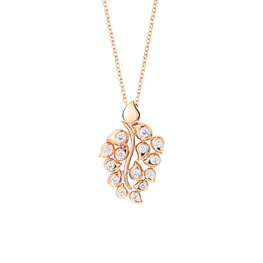 SNOWFLAKES Anhänger Leaf Classic 'Wildberry', Roségold • Diamant • Saphir von Tamara Comolli (P-SF-L-ClWB-rg)