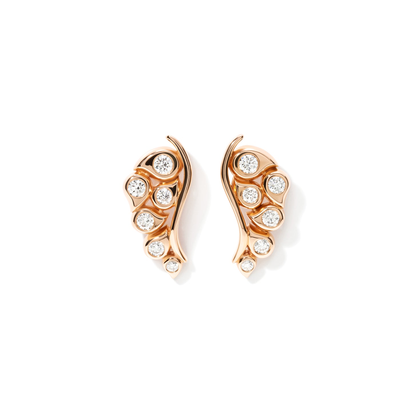 SNOWFLAKES Leaf Classic Earrings, Bicolor-Gold • Diamant von Tamara Comolli (E-SF-L-Cl-rg)