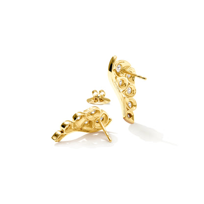 SNOWFLAKES Leaf Classic Earrings, Gelbgold • Diamant von Tamara Comolli (E-SF-L-Cl-yg)