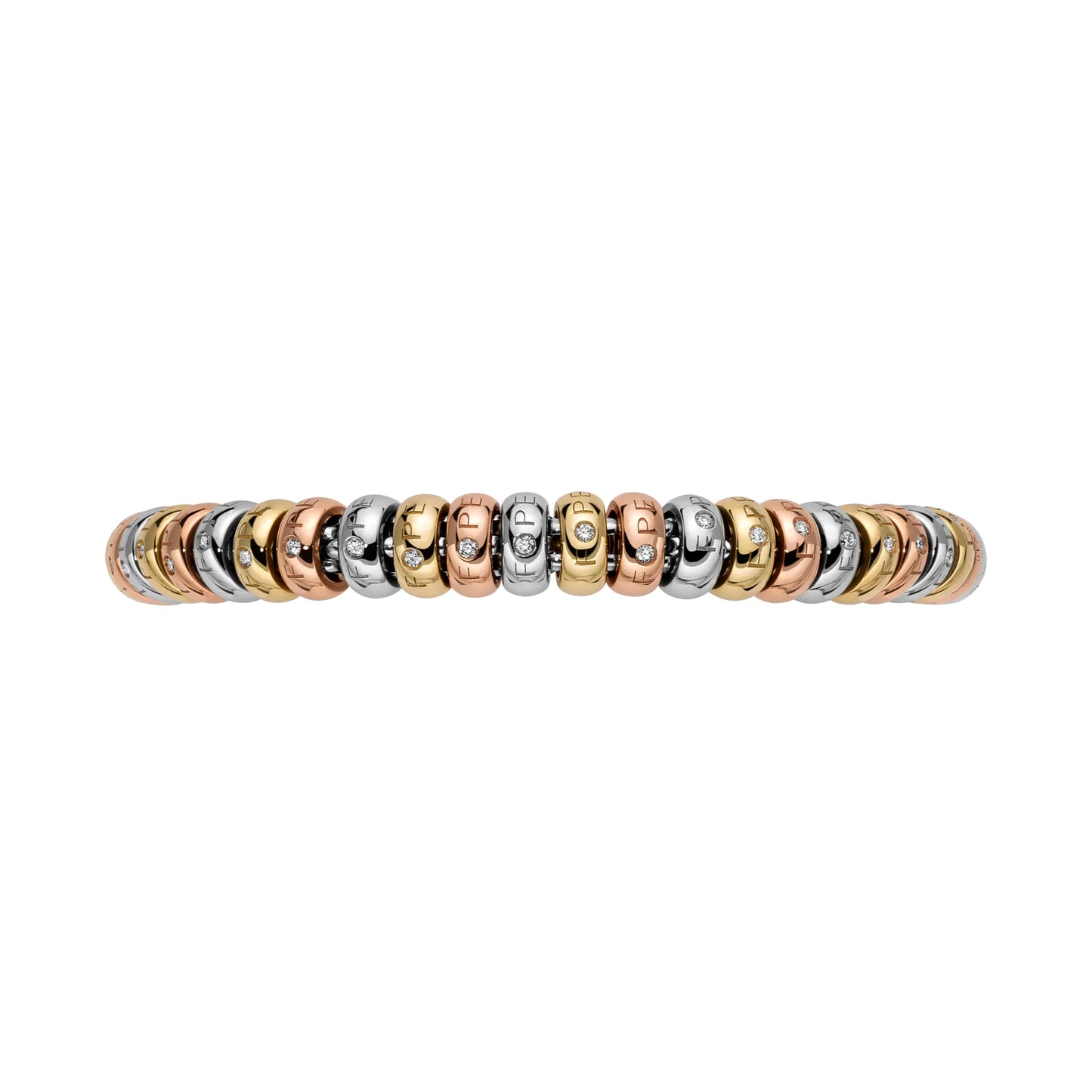 Solo Flex'it Armband mit dreifarbigen Goldrondellen und Diamanten, Bicolor-Gold • Diamant von FOPE (64006BX_BB_B_XXX_0XS)