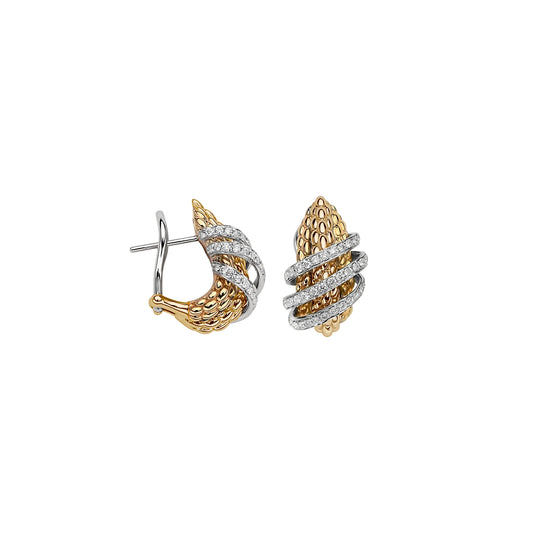 Solo Ohrringe mit Pavébesatz, Bicolor-Gold • Diamant von FOPE (65106OX_PB_G_XBX_000)