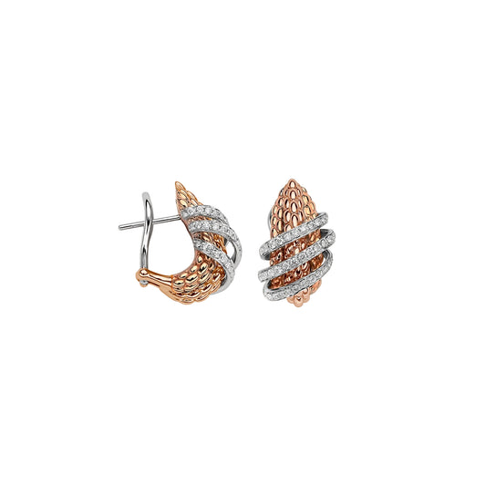 Solo Ohrringe mit Pavébesatz, Bicolor-Gold • Diamant von FOPE (65106OX_PB_R_XBX_000)