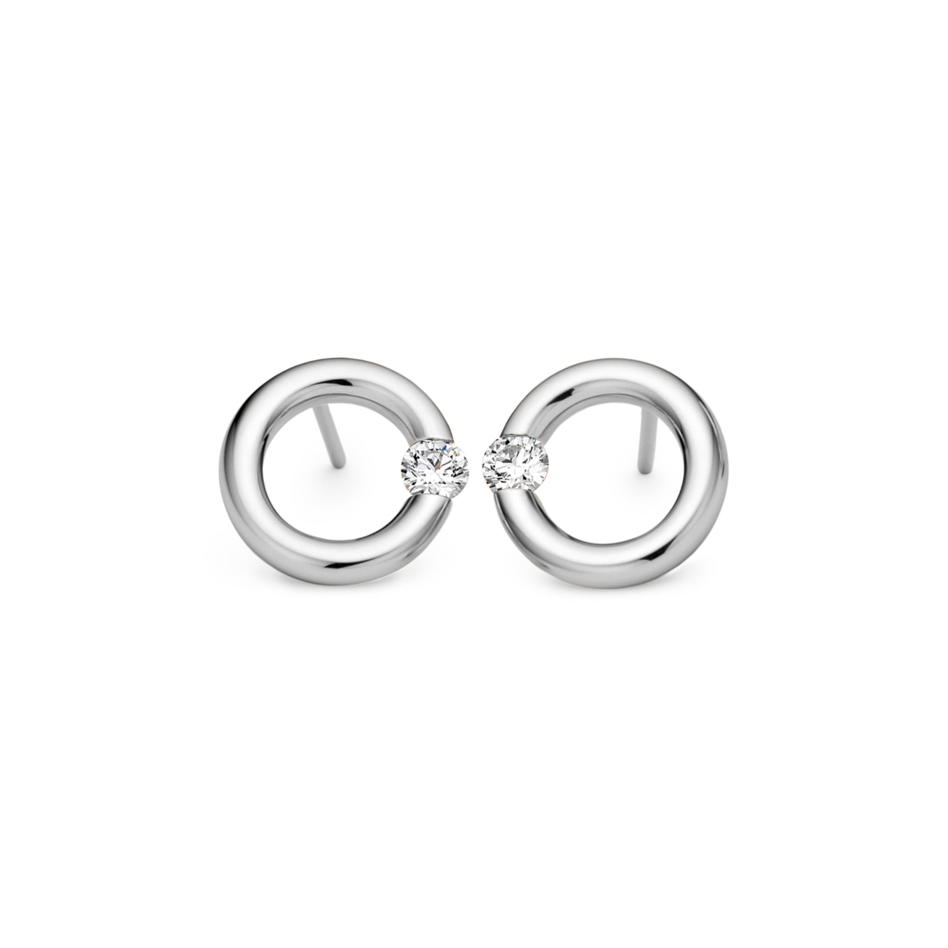 Spannring® Ohrstecker , Platin • Diamant von Niessing (N354924-12mm-0.16ct-gloss-pt)