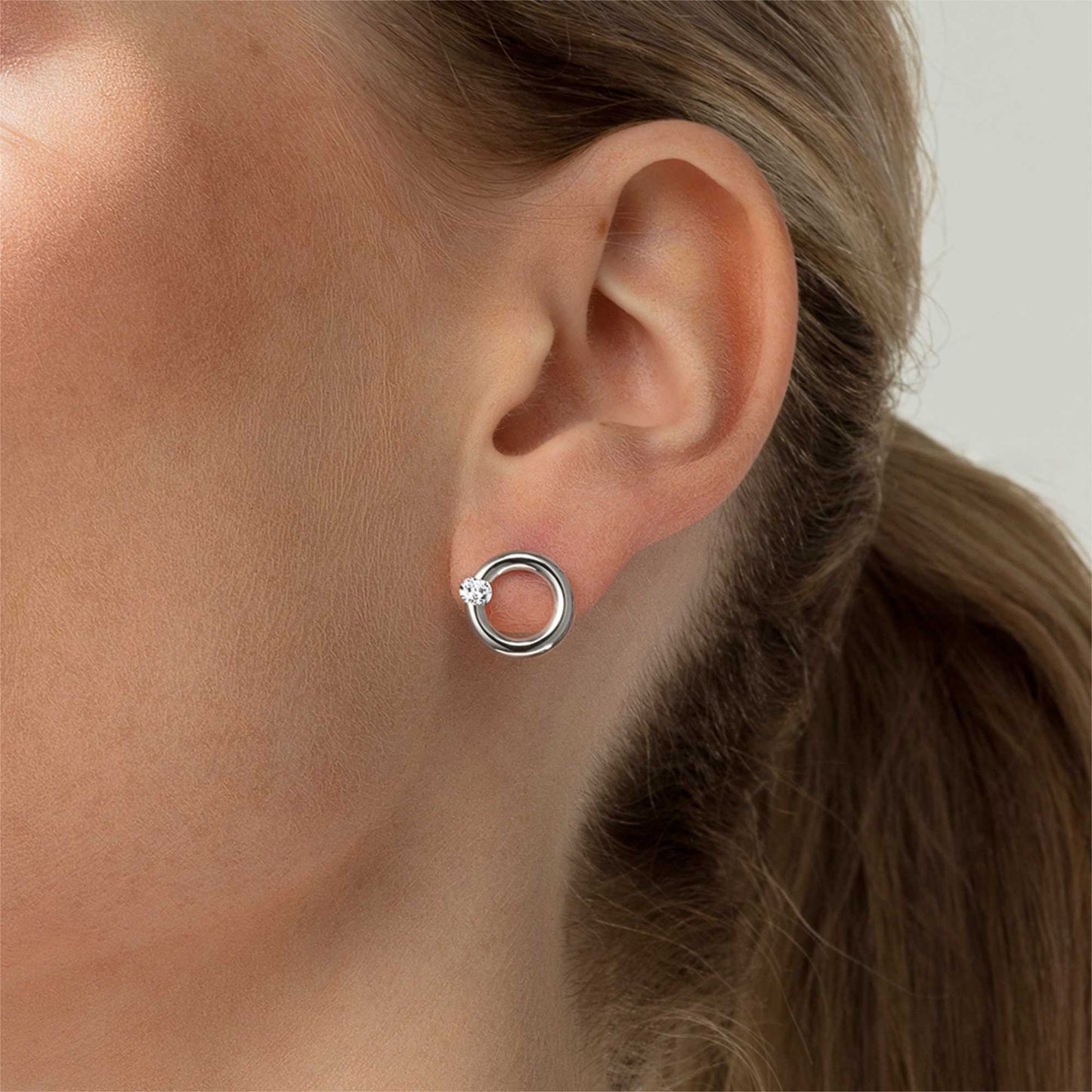 Spannring® Ohrstecker , Platin • Diamant von Niessing (N354924-12mm-0.16ct-gloss-pt)