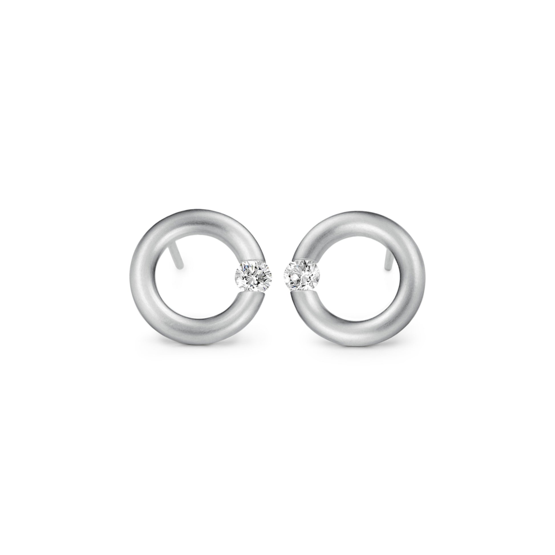 Spannring® Ohrstecker , Platin • Diamant von Niessing (N354924-12mm-0.16ct-satin-pt)