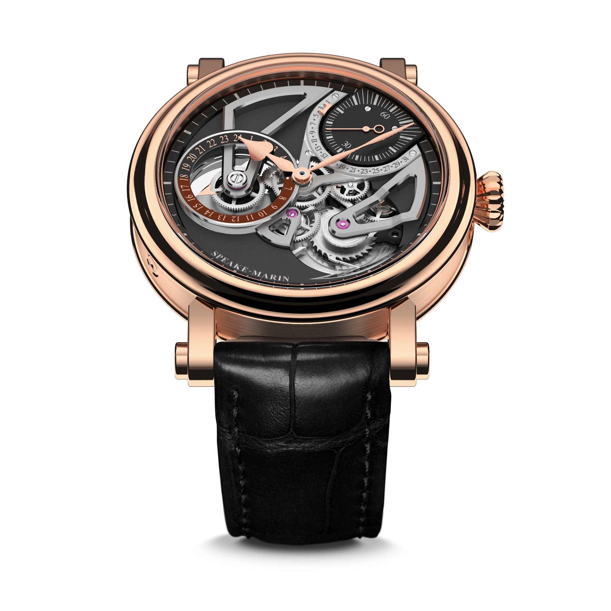Speake-Marin Dual Time Red Gold (424209250) aus Rotgold, Leder