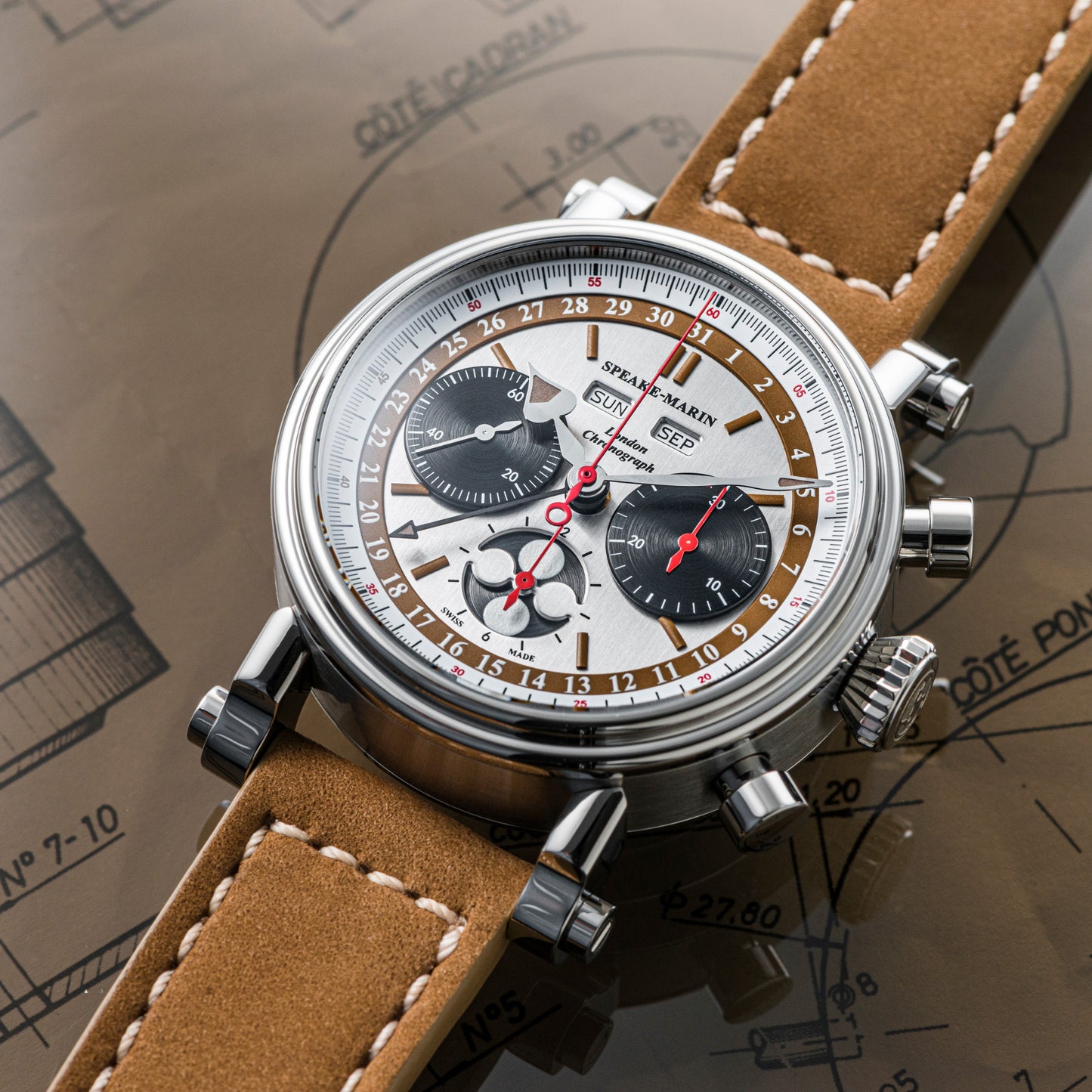 London Chronograph Triple Date - Beige Dial, Titan von Speake-Marin (514208050)
