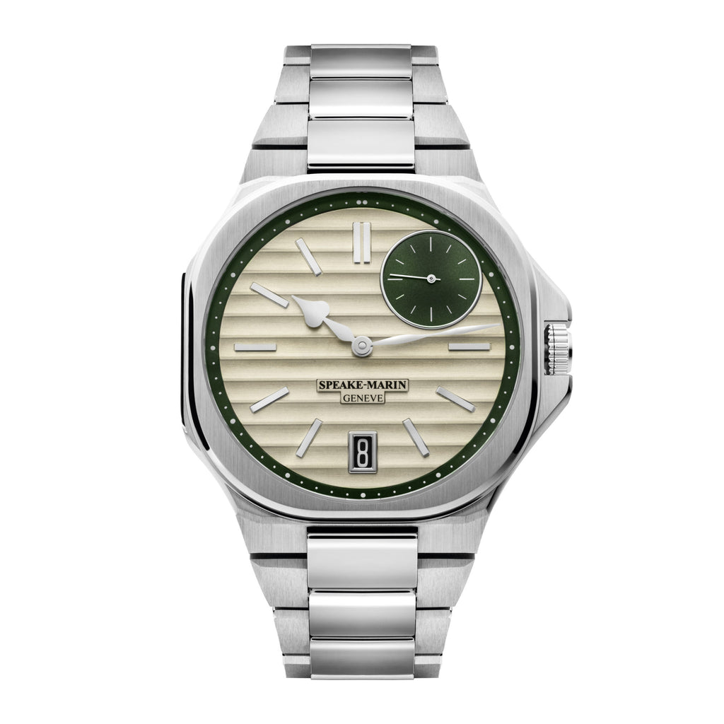 Speake-Marin Ripples Dune Date (604018120) aus Edelstahl mit Rubin