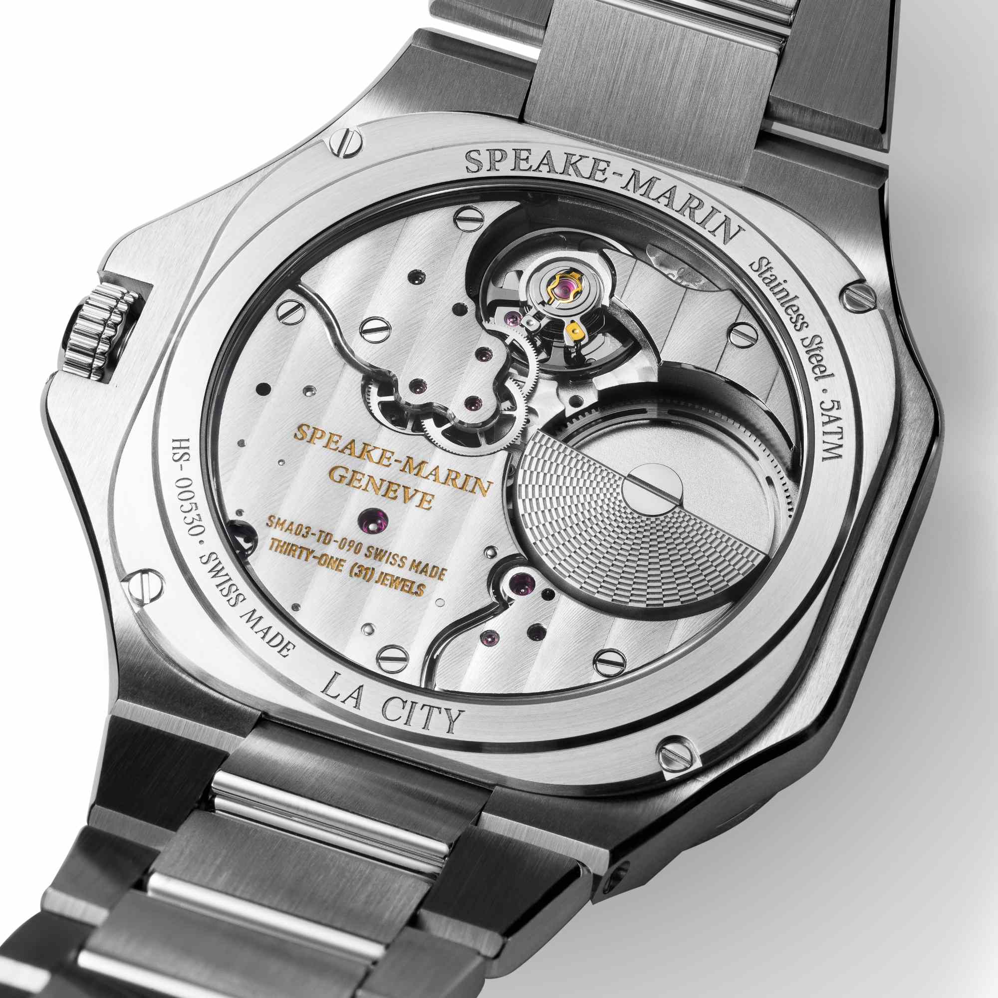 Speake-Marin Ripples Dune Date (604018120) aus Edelstahl mit Rubin