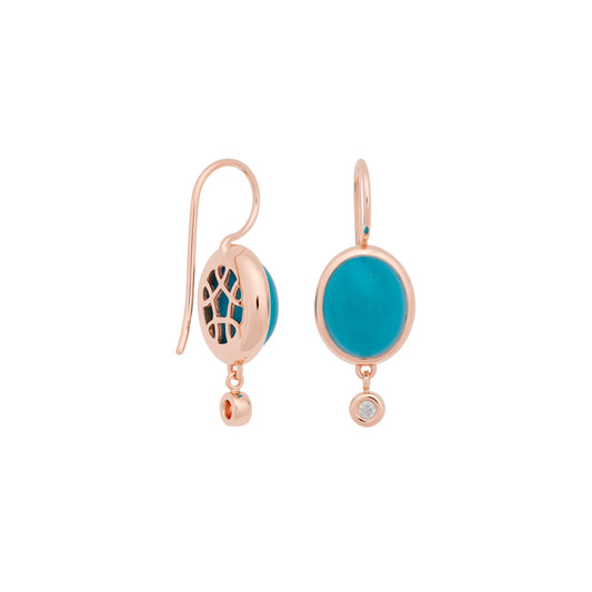 Sushi Ohrschmuck, Roségold • Diamant • Türkis von Bron (8OR4862TUCBR)