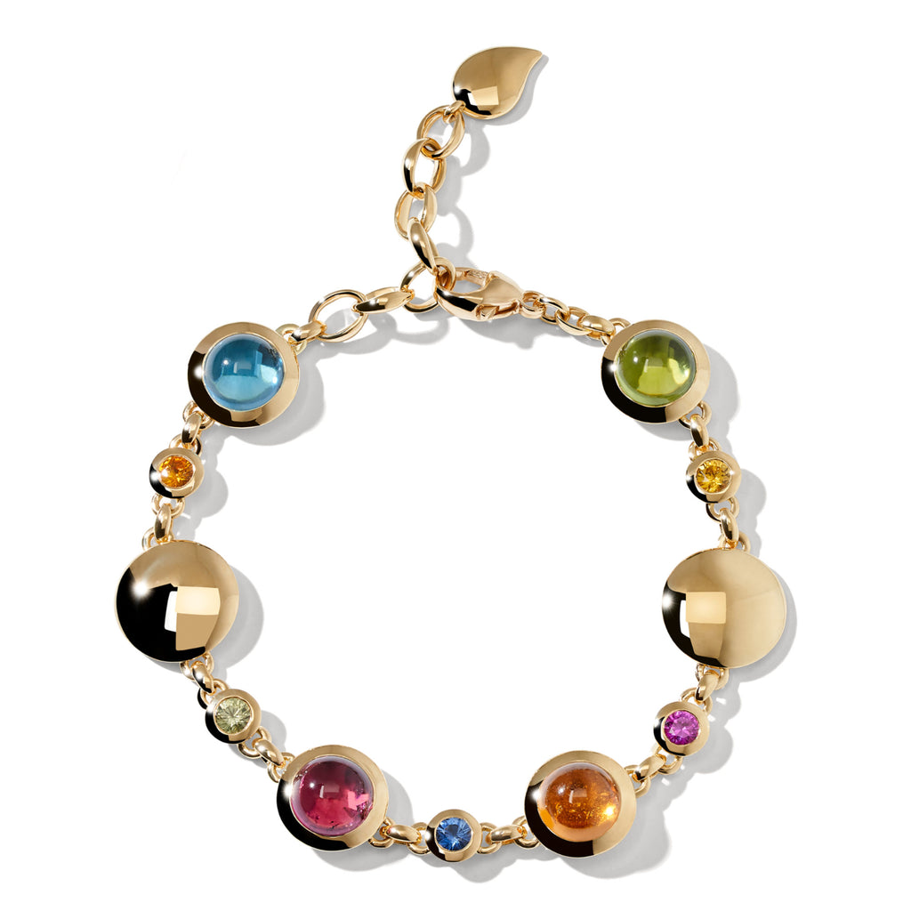 Tamara Comolli BOUTON Armband 'Candy' (B-BOU-Can-Sa-yg) aus Gelbgold mit Diamant, Granat, Peridot, Saphir, Topas und Turmalin