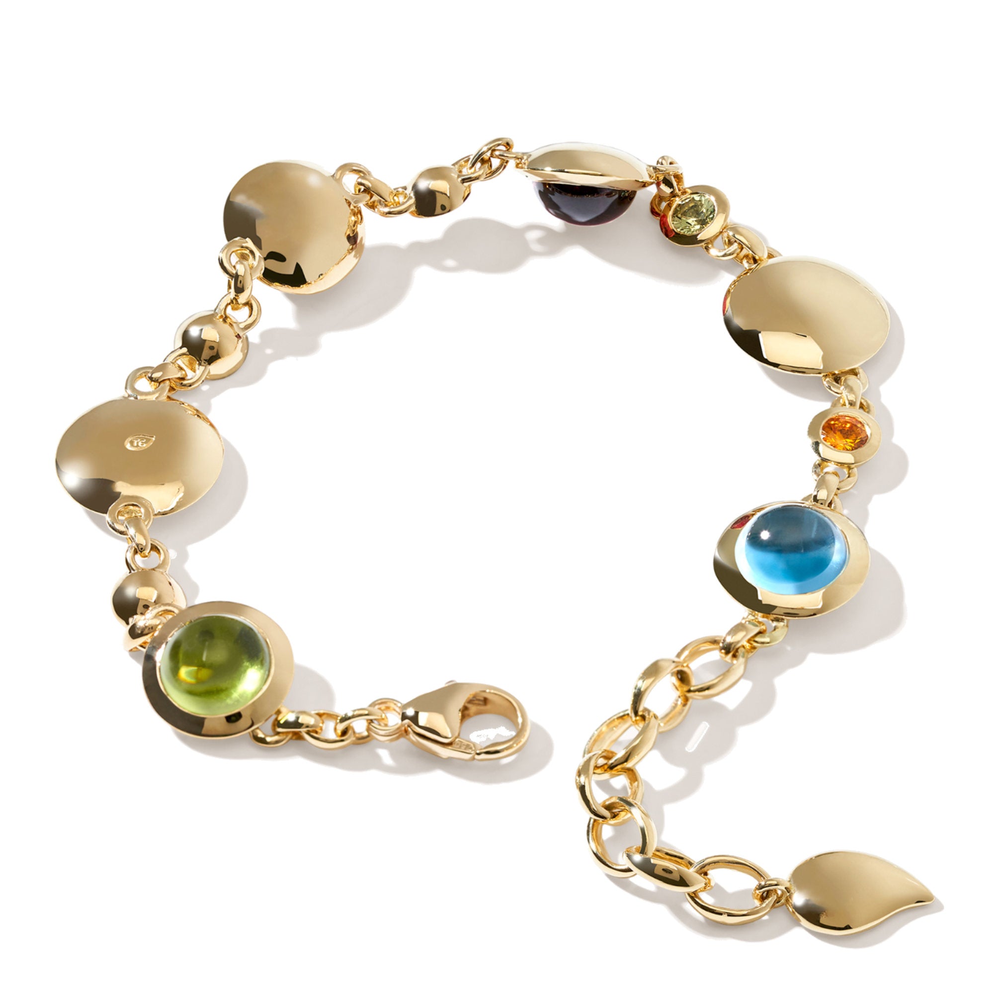 Tamara Comolli BOUTON Armband 'Candy' (B-BOU-Can-Sa-yg) aus Gelbgold mit Diamant, Granat, Peridot, Saphir, Topas und Turmalin