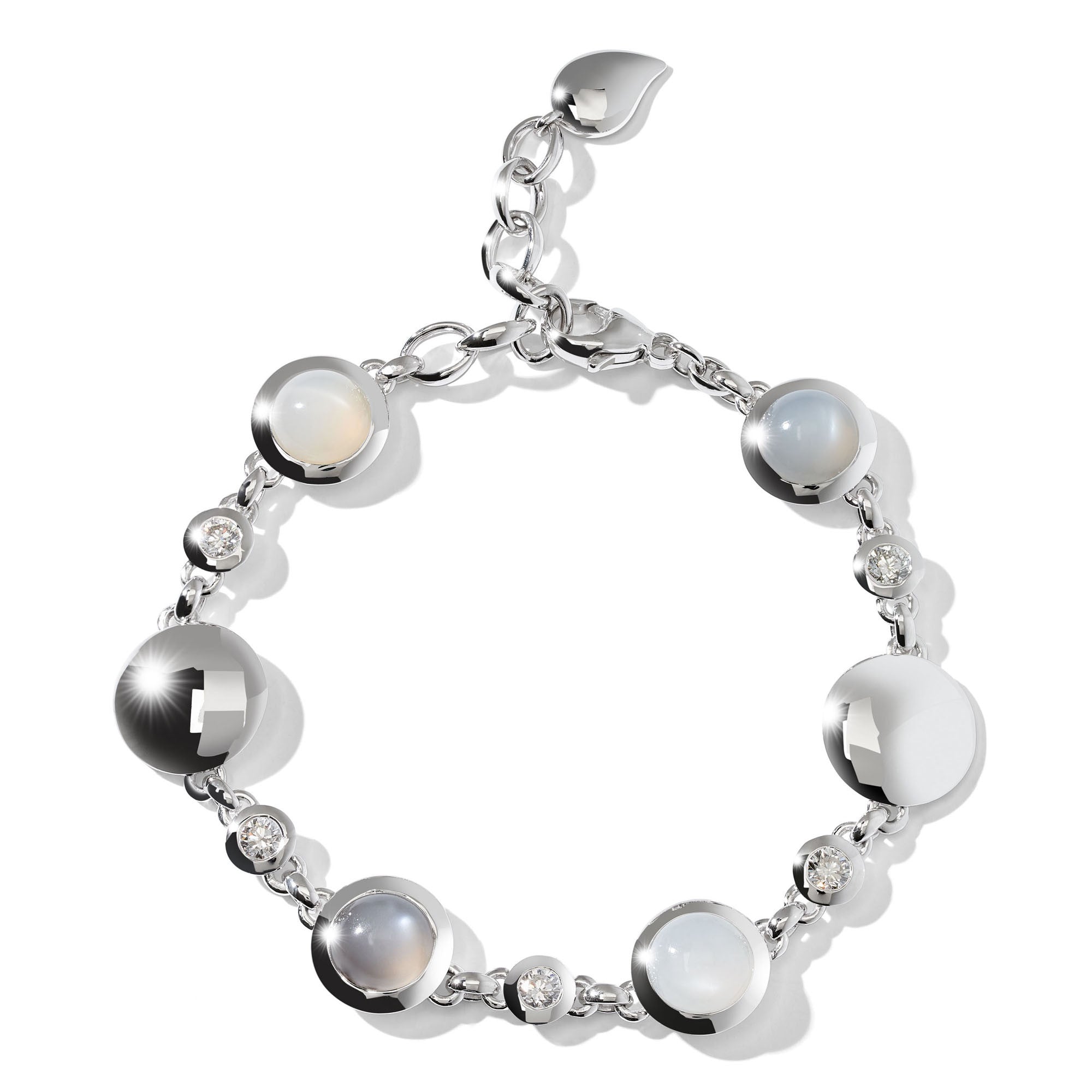 Tamara Comolli BOUTON Armband 'Cashmere' (B-BOU-Cas-Cl-wg) aus Weißgold mit Diamant und Mondstein