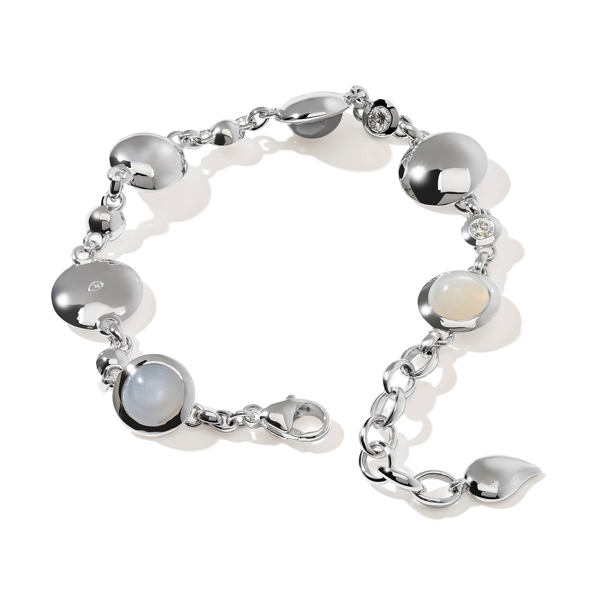 Tamara Comolli BOUTON Armband 'Cashmere' (B-BOU-Cas-Cl-wg) aus Weißgold mit Diamant und Mondstein