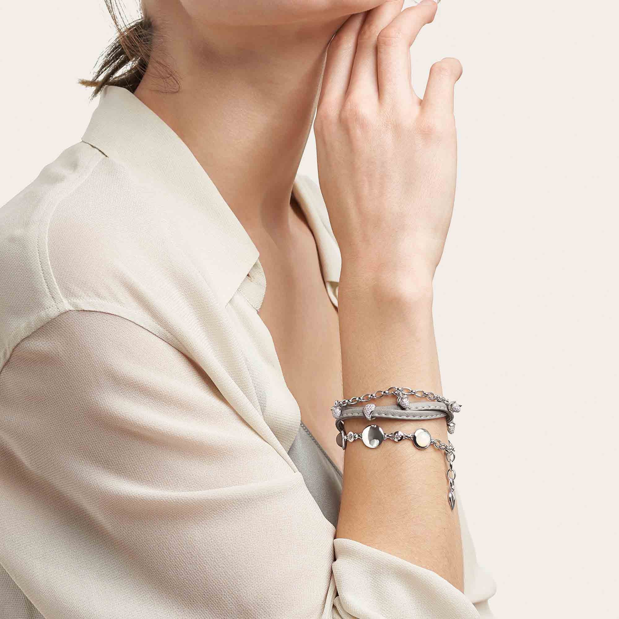 Tamara Comolli BOUTON Armband 'Cashmere' (B-BOU-Cas-Cl-wg) aus Weißgold mit Diamant und Mondstein