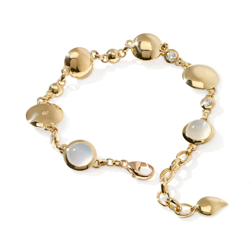 Tamara Comolli BOUTON Armband 'Sand' (B-BOU-San-Cl-yg) aus Gelbgold mit Diamant und Mondstein