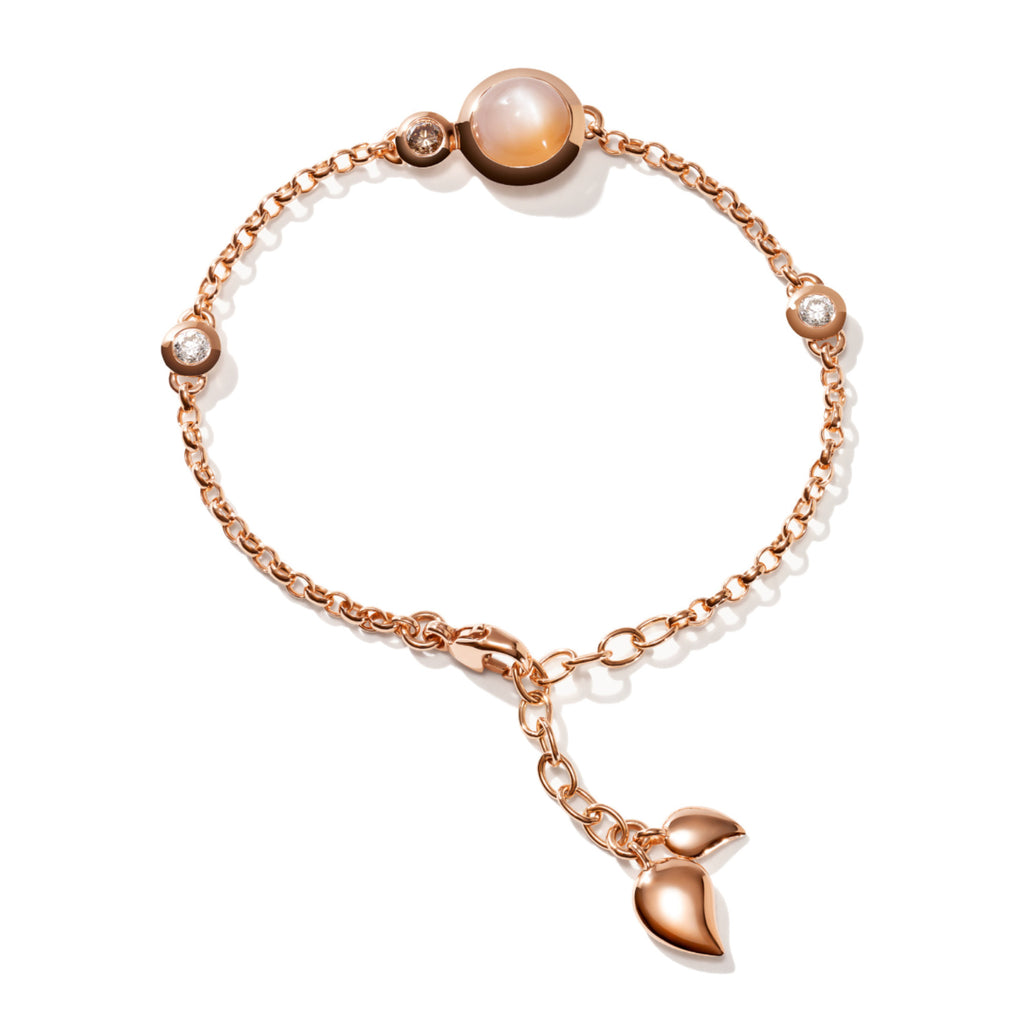 Tamara Comolli BOUTON Mini Chain Armband 'Camel' Small/Medium (B-BOU-c-Cam-sm-rg) aus Roségold mit Diamant und Mondstein