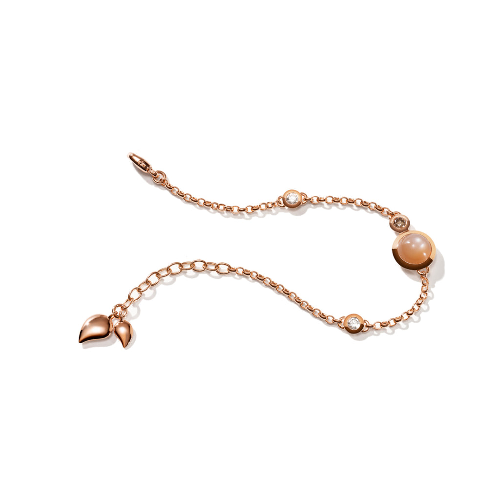 Tamara Comolli BOUTON Mini Chain Armband 'Camel' Small/Medium (B-BOU-c-Cam-sm-rg) aus Roségold mit Diamant und Mondstein