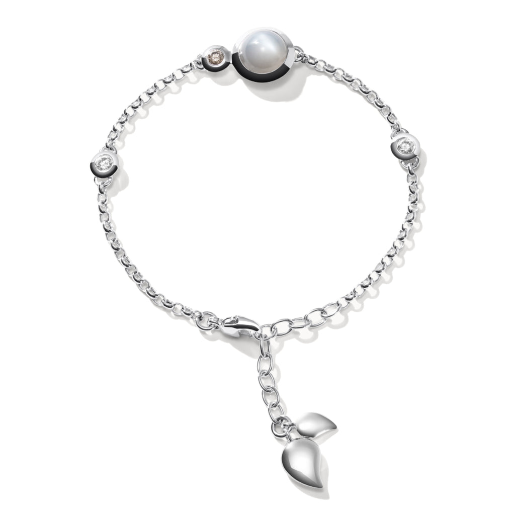 Tamara Comolli BOUTON Mini Chain Armband 'Camel' Small/Medium (B-BOU-c-Cas-sm-wg) aus Weißgold mit Diamant und Mondstein