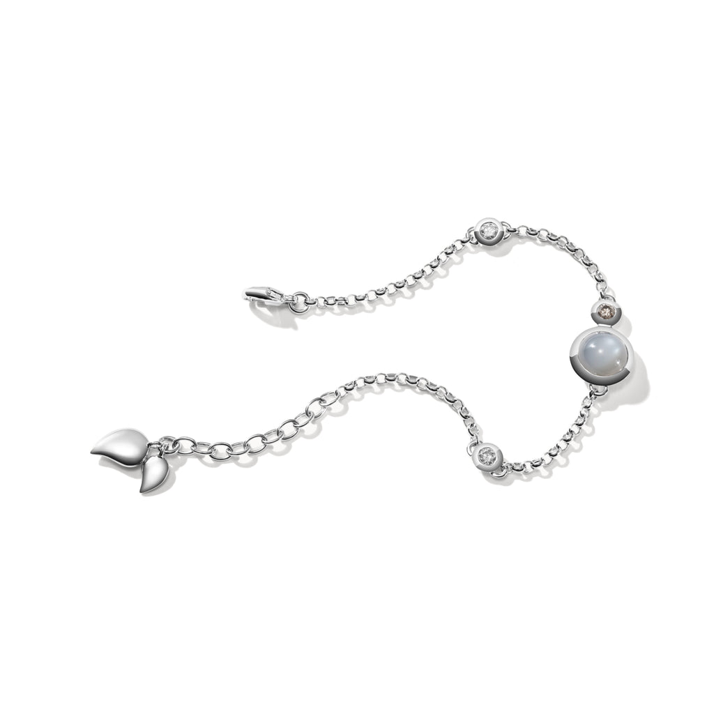 Tamara Comolli BOUTON Mini Chain Armband 'Camel' Small/Medium (B-BOU-c-Cas-sm-wg) aus Weißgold mit Diamant und Mondstein