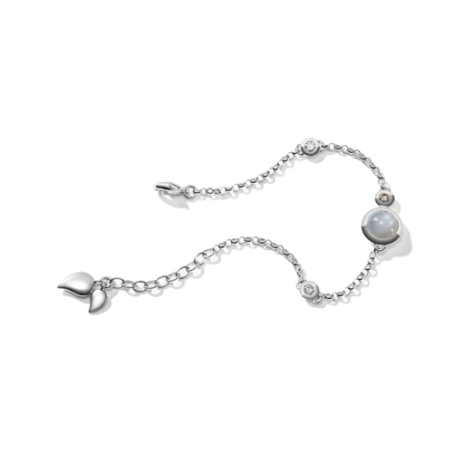 Tamara Comolli BOUTON Mini Chain Armband 'Camel' Small/Medium (B-BOU-c-Cas-sm-wg) aus Weißgold mit Diamant und Mondstein